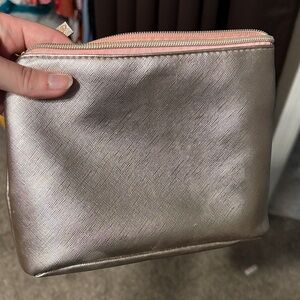 Metallic Rose Gold Cosmetic Pouch - Women's Travel Makeup Bag